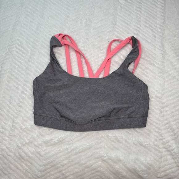 lululemon athletica Other - Lululemon Energy Bra Size 6 Heathered Gray Pink Strappy Back